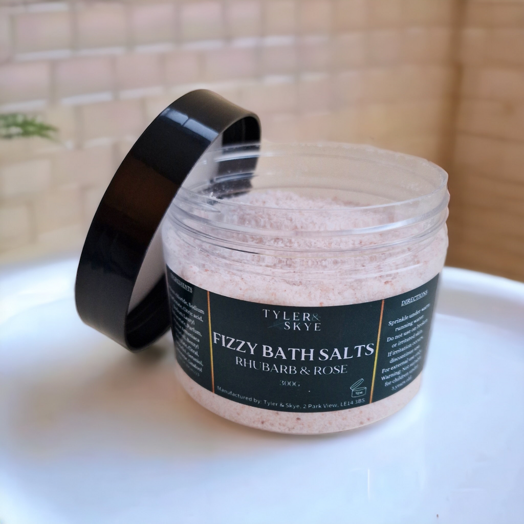 Rhubarb and rose - Fizzy bath salts - Tyler & Skye